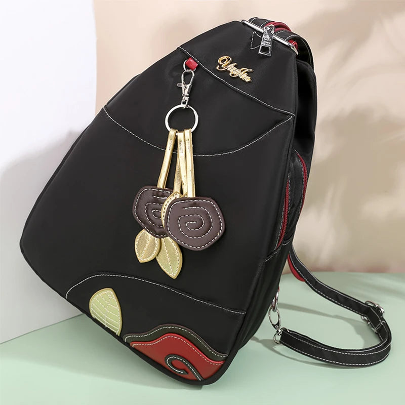 Retro Zipper Oxford Chest Bag Red Handbag