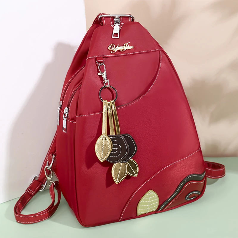 Retro Zipper Oxford Chest Bag Red Handbag