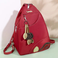 Retro Zipper Oxford Chest Bag Red Handbag