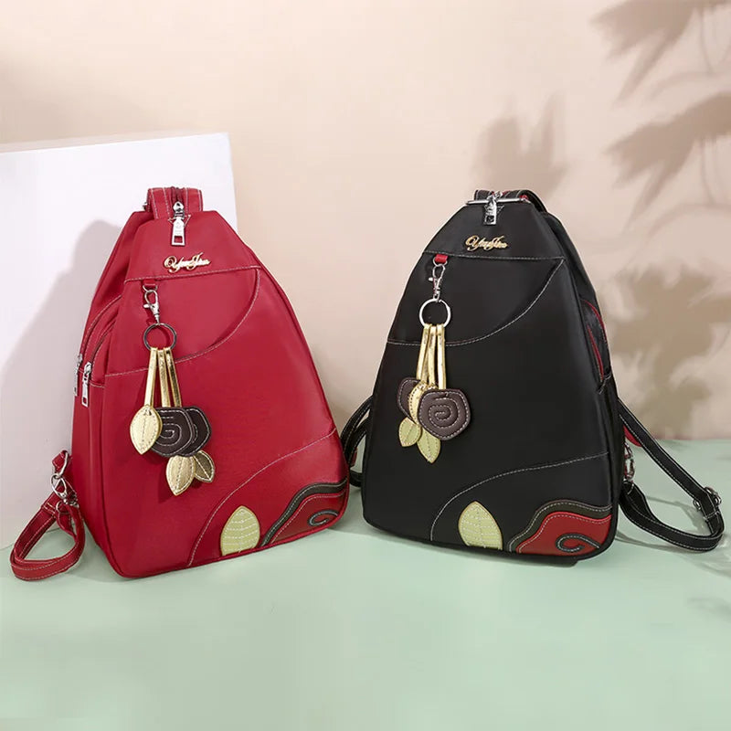 Retro Zipper Oxford Chest Bag Red Handbag