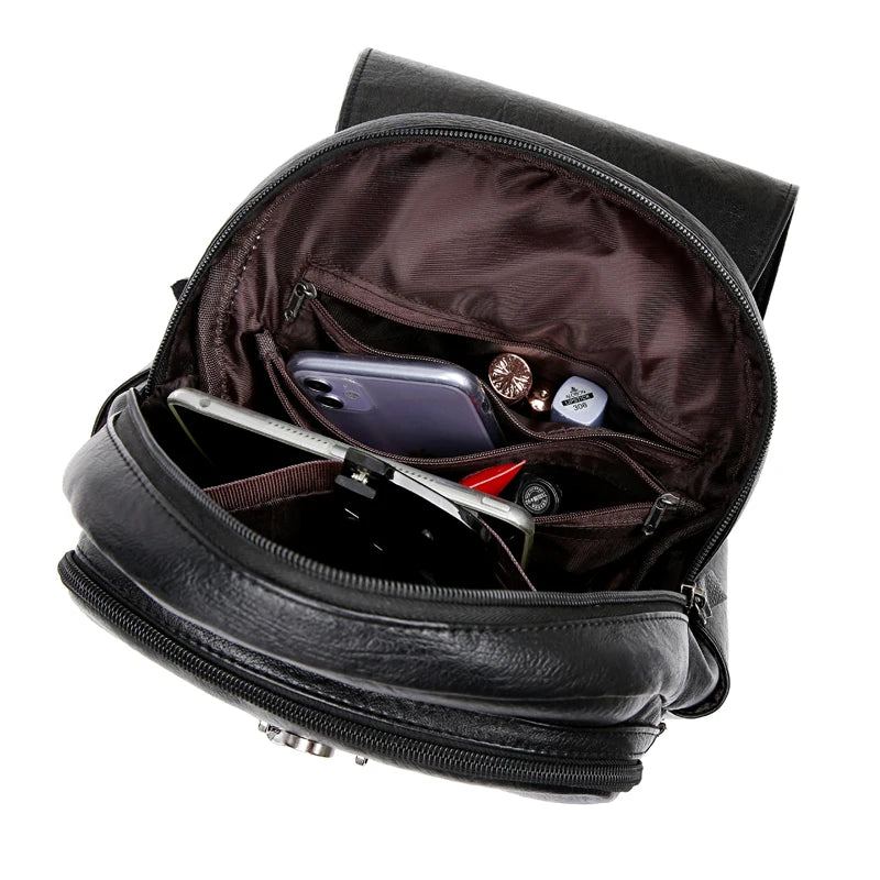 Women Leather Tassel Backpack School Bags for Teenage Girls