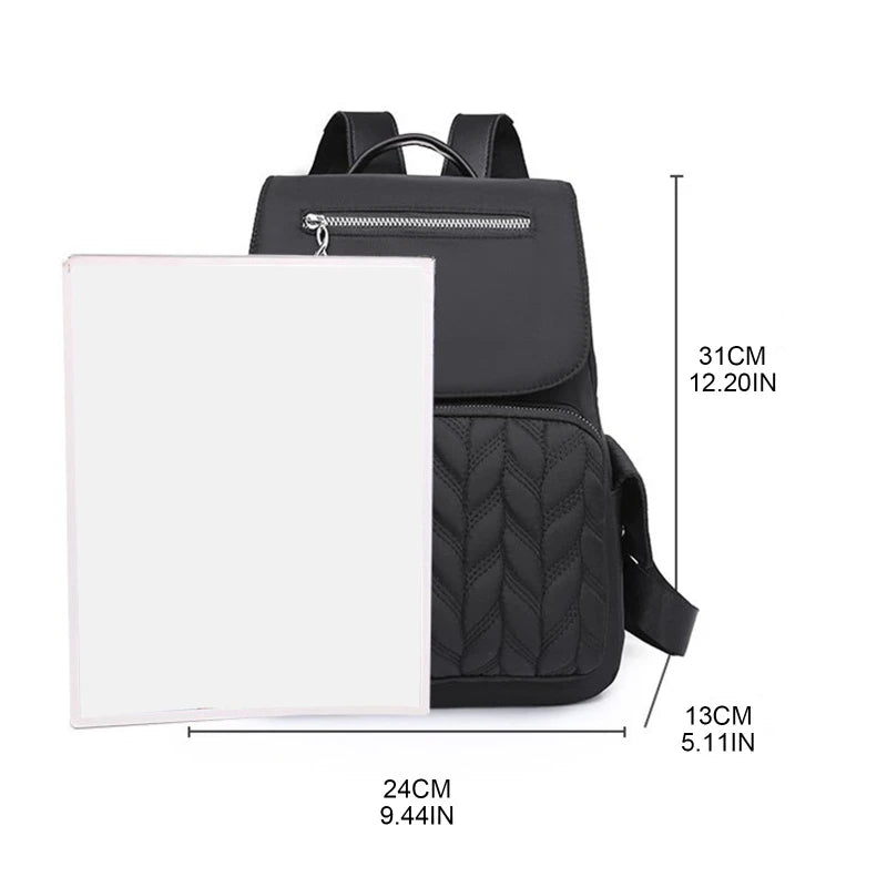 Women's Backpack School Bag Travel Daypack Solid Pockets