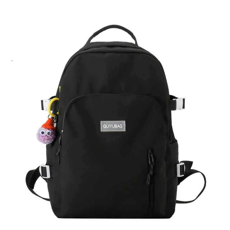 Youth Nylon School Bag with Pendant for Teenagers