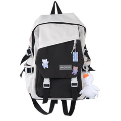 Nylon Backpack with Pendent Accessories Pins for Girls Teens