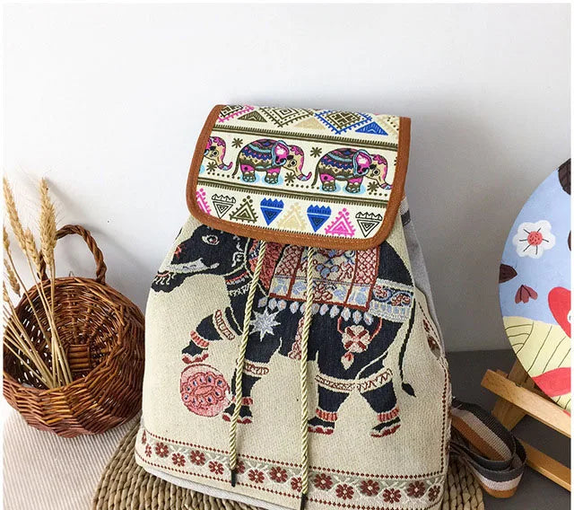 Retro Parrot Drawstring Backpack for Women