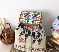 Retro Parrot Drawstring Backpack for Women