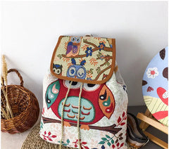 Retro Parrot Drawstring Backpack for Women