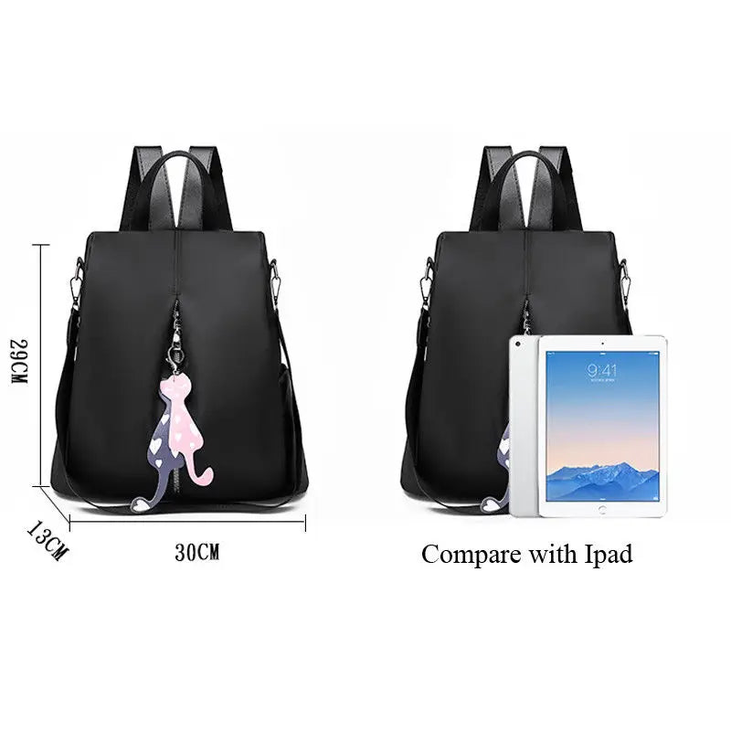 Large Daypack for Female Bagpack with Cat Pendant Women Travel Shoulder Bags Pac