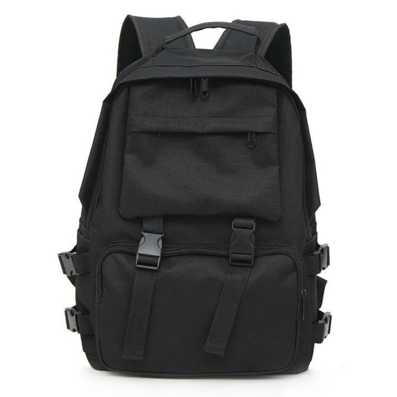 Backpack Preppy Students Button Travel Bag Solid Harajuku Retro Unisex