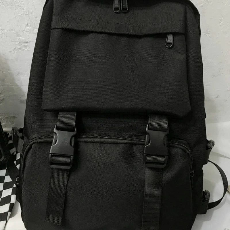 Preppy Students Backpack Button Travel Bag