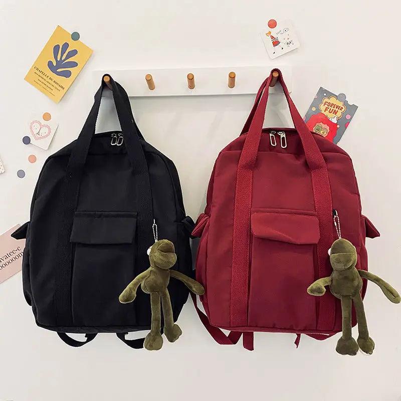 Solid College Preppy Book Bag School Travel Rucksack
