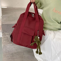 Solid College Preppy Book Bag School Travel Rucksack