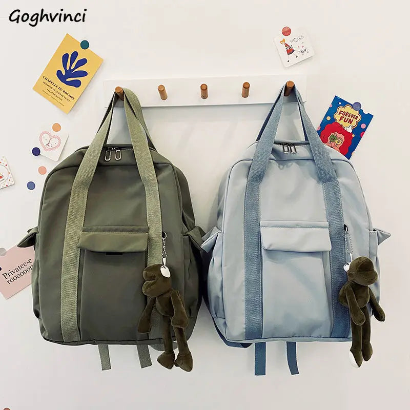 Solid College Preppy Book Bag School Travel Rucksack