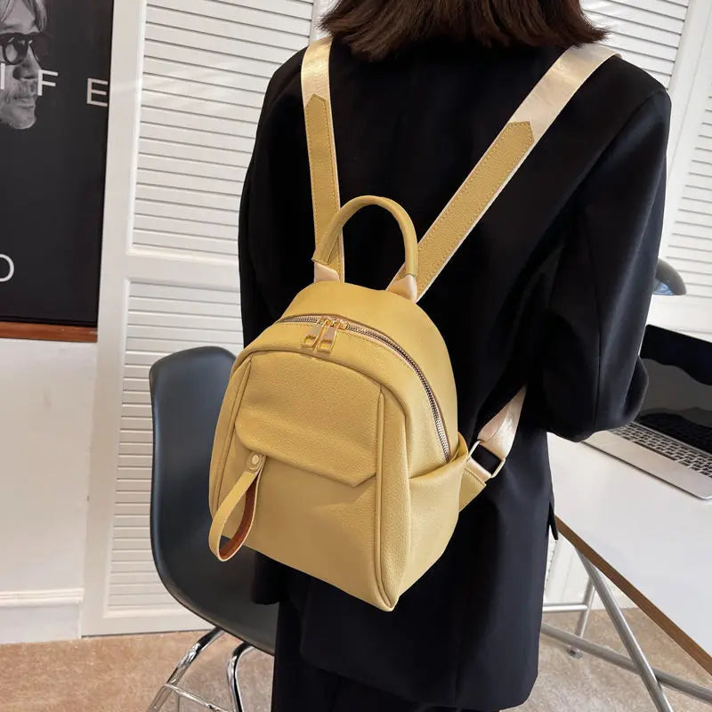Women PU Leather Texture All-match Backpack Large Capacity Casual Bags