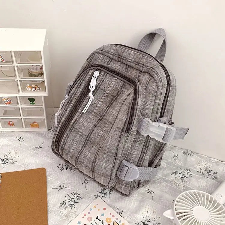 Plaid Crossbody Backpack Women Large Capacity School Bags