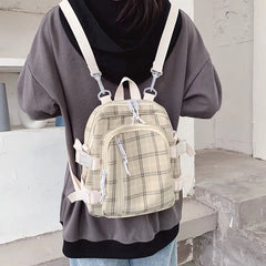 Plaid Crossbody Backpack Women Large Capacity School Bags