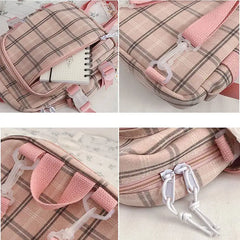 Plaid Crossbody Backpack Women Large Capacity School Bags