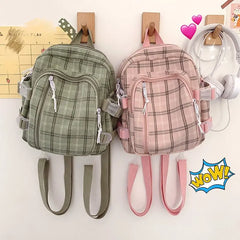 Plaid Crossbody Backpack Women Large Capacity School Bags