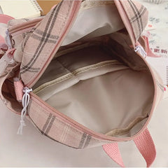 Plaid Crossbody Backpack Women Large Capacity School Bags