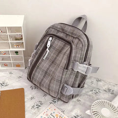 Plaid Crossbody Backpack Women Large Capacity School Bags