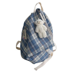 Backpacks Women Plaid Sweet Harajuku Nylon All-match Preppy Style Large Capacity