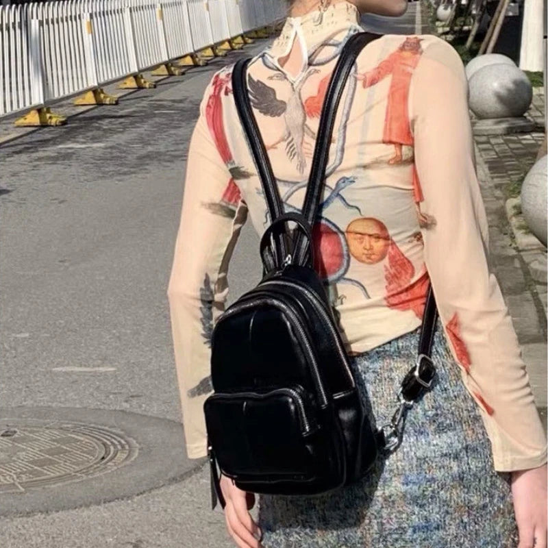 Women's Mini PU Leather Backpack Streetwear