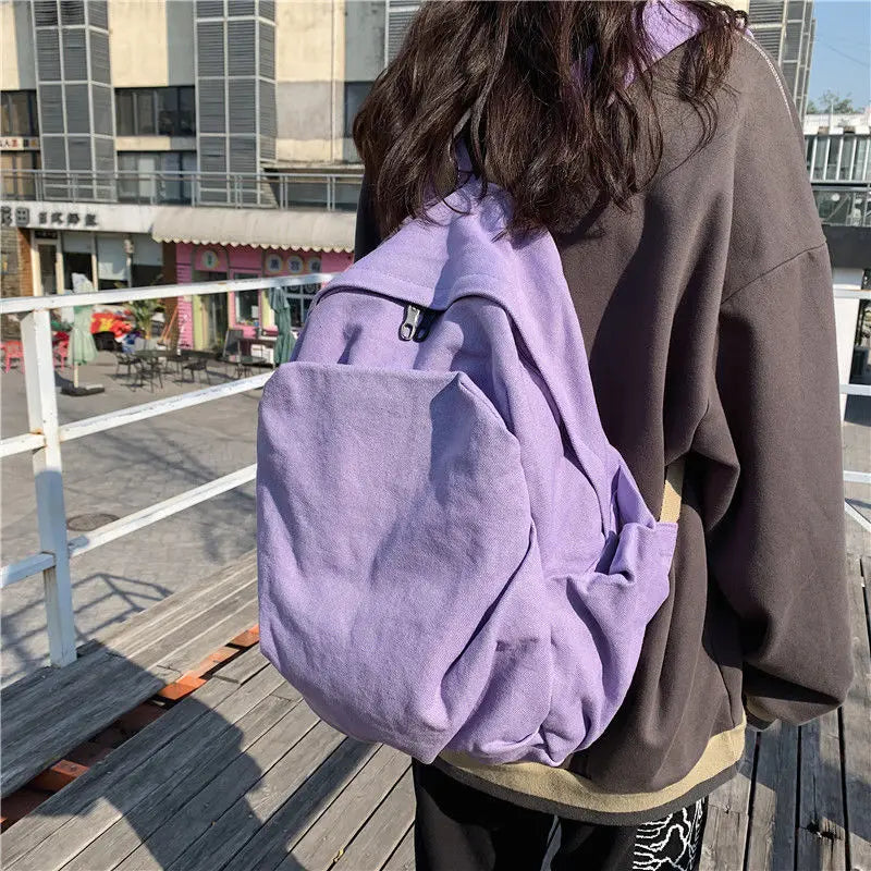 Canvas Large Capacity Backpack Preppy College Style All-match Vintage