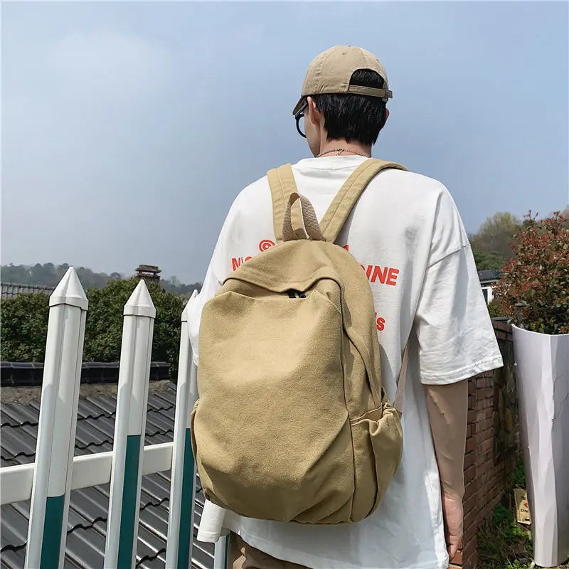 Canvas School Backpack Preppy Style Large Capacity Vintage Bag