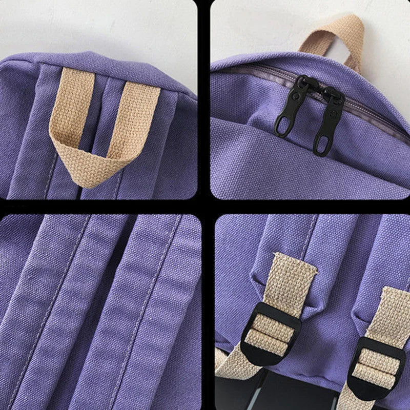 Canvas School Backpack Preppy Style Large Capacity Vintage Bag