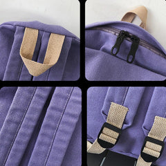 Canvas School Backpack Preppy Style Large Capacity Vintage Bag