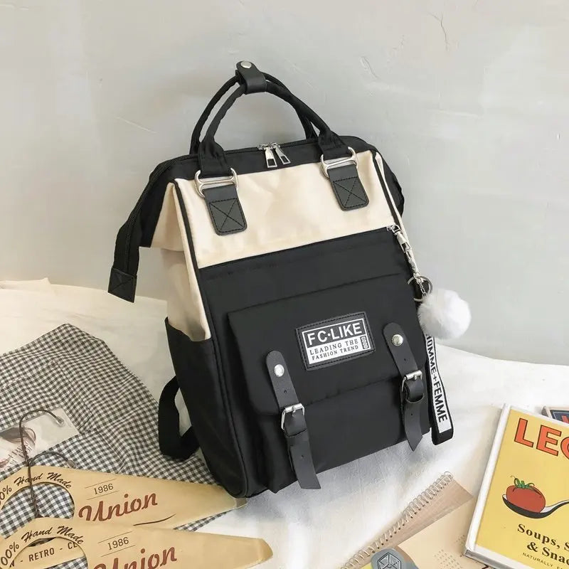 Girls Ring Bag Travel Laptop Backpack Women Notebook Back Pack Patchwork Bagpack