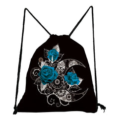 Rose Printed Drawstring Backpack for Students Party Birthday Wedding Gift