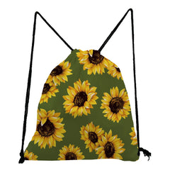 Student Sunflower Drawstring Backpack Casual Softback Bag