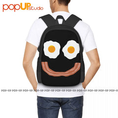 Bacon And Eggs Smile Joke Backpack Large Capacity Schoolbag Storage Bag