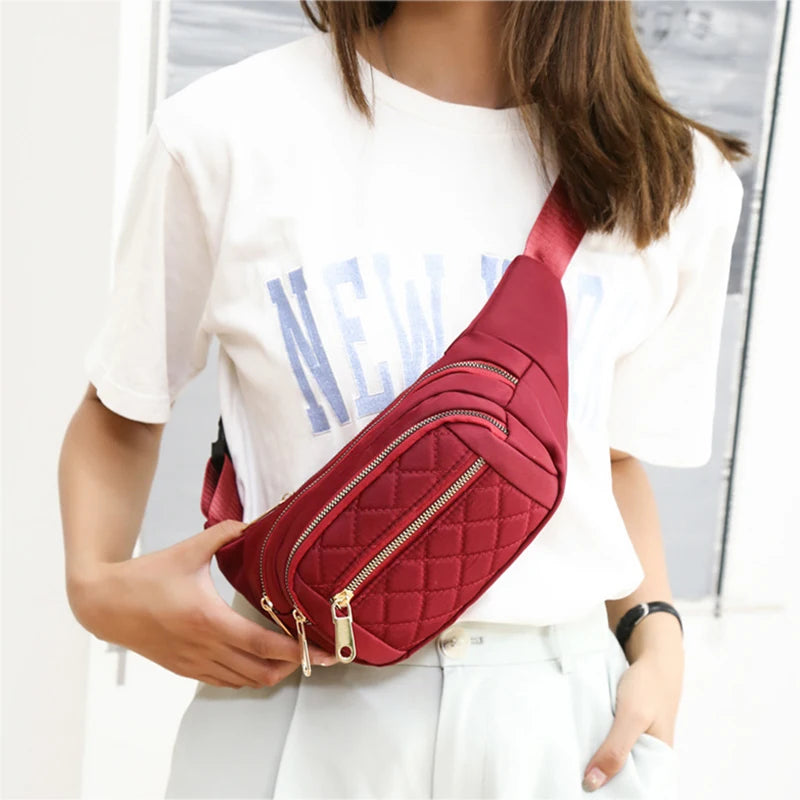 Waterproof Fanny Belt Bag Crossbody Waist Plaid Purse