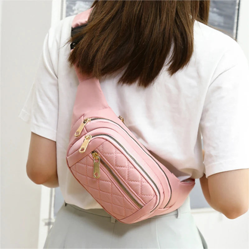 Waterproof Fanny Belt Bag Crossbody Waist Plaid Purse