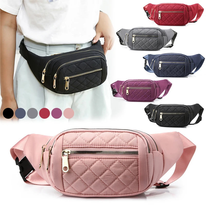 Waterproof Fanny Belt Bag Crossbody Waist Plaid Purse