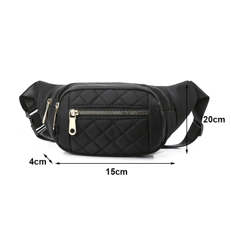 Waterproof Fanny Belt Bag Crossbody Waist Plaid Purse