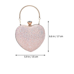 Heart Shaped Evening Clutch Purse Chain Party Handbag