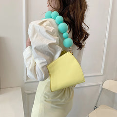 Women's Mini Square Shoulder Bag Beaded Chain Purse