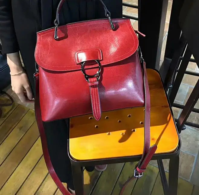 Oil Wax Leather Shoulder Messenger Large Bag