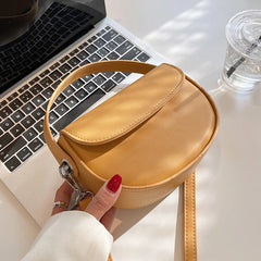 Half Round Saddle Bag PU Leather Women's Bag Underarm Small Round Bag