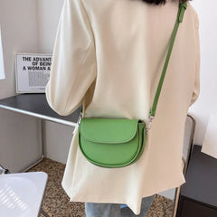 Half Round Saddle Bag PU Leather Women's Bag Underarm Small Round Bag