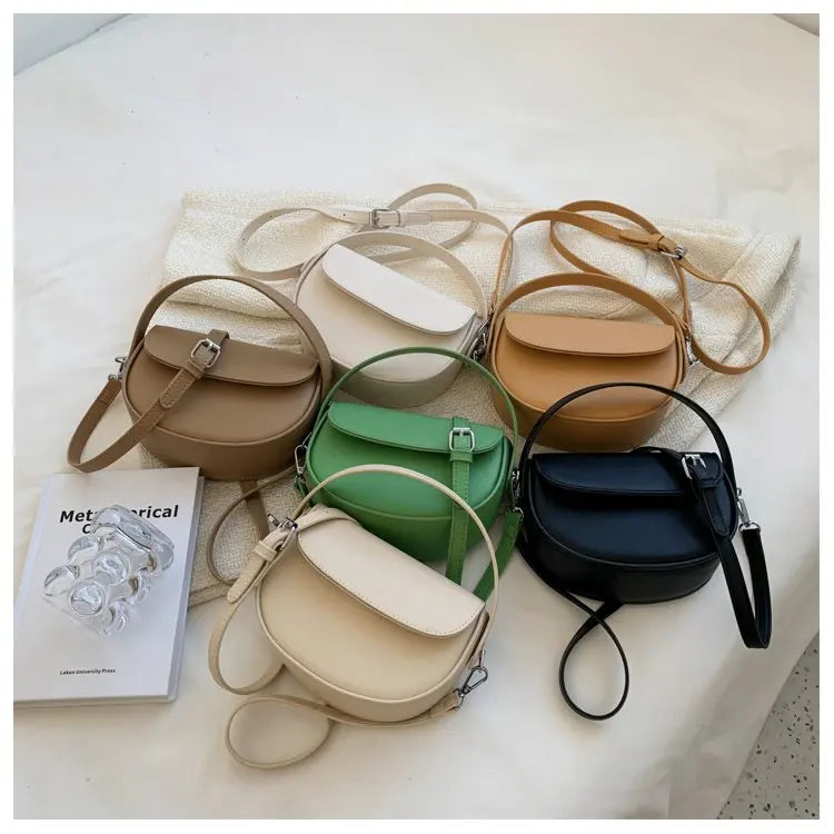 Half Round Saddle Bag PU Leather Women's Bag Underarm Small Round Bag
