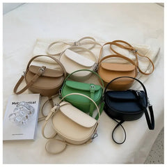 Half Round Saddle Bag PU Leather Women's Bag Underarm Small Round Bag