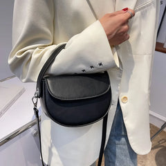 Half Round Saddle Bag PU Leather Women's Bag Underarm Small Round Bag