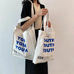 Canvas Shoulder Handbag Women Autumn Winter Letter Printed Ins Bag