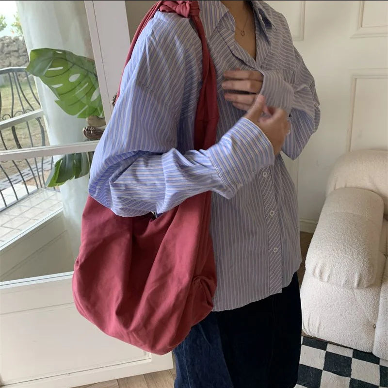 Women's Canvas Dumpling Bag Large Capacity Shoulder Tote Bag