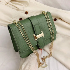 Stone Grain Crossbody Bag Embossed Solid Small Square Shoulder Bag