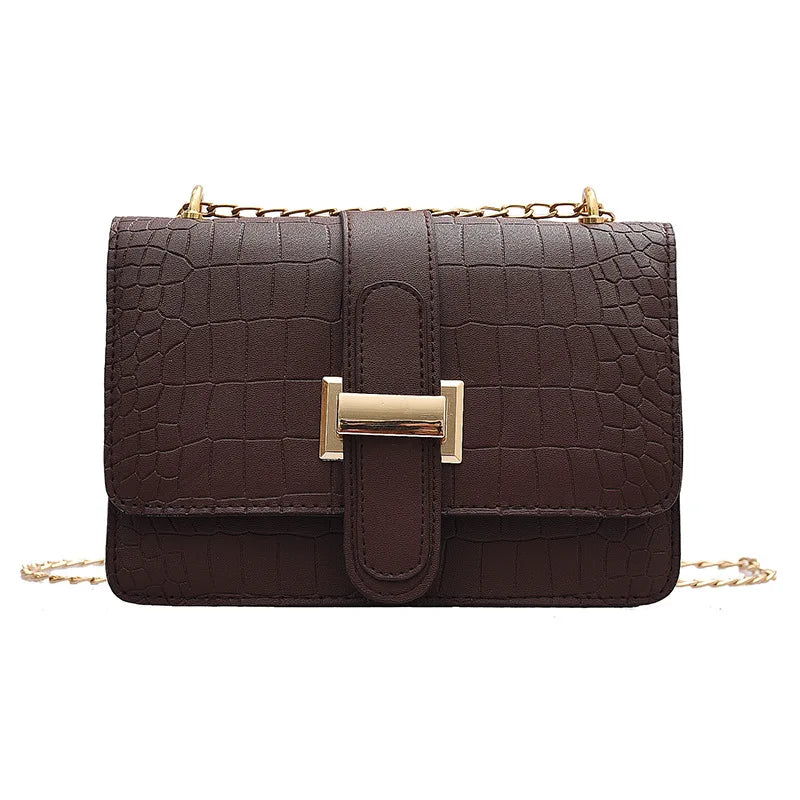 Stone Grain Crossbody Bag Embossed Solid Small Square Shoulder Bag